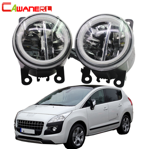 Cawanerl 2 pièces voiture style LED ampoule 4000LM antibrouillard + ange oeil jour lumière DRL 12V pour Peugeot 3008 MPV 2009-2013 ► Photo 1/6