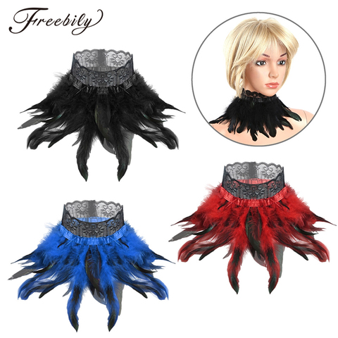 Col en plumes en dentelle naturelle pour femmes, accessoires de Costume Cosplay pour spectacle sur scène, col ras du cou, style gothique, style victorien ► Photo 1/6