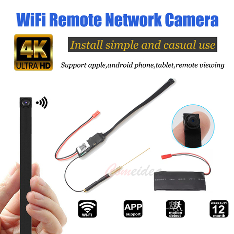 Full HD 4K bricolage Portable WiFi IP Mini caméra P2P sans fil Mini caméscope enregistreur Audio vidéo Support vue à distance TF carte batterie ► Photo 1/6