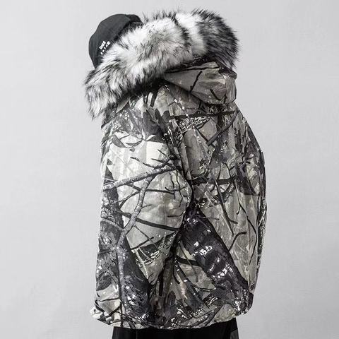 2022 hommes/femmes hiver vestes épaisseur vêtements d'extérieur manteau col de fourrure japonais streetwear extérieur pardessus ► Photo 1/6