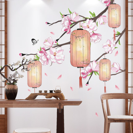 Lanterne Stickers muraux Style chinois photos pour salon décoration adolescent filles papier peint chambre décor maison affiches ► Photo 1/5