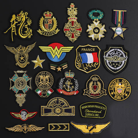 Patchs de broderie de rang militaire rouge or pour vêtements, Logo de l'armée de moral tactique en fer sur les vêtements, badges appliqués ► Photo 1/5