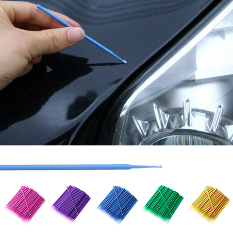 100 pièces peinture retouche pinceaux jetables dentisterie petite pointe stylo outils d'entretien Auto applicateur bâton voiture peinture réparation ► Photo 1/6