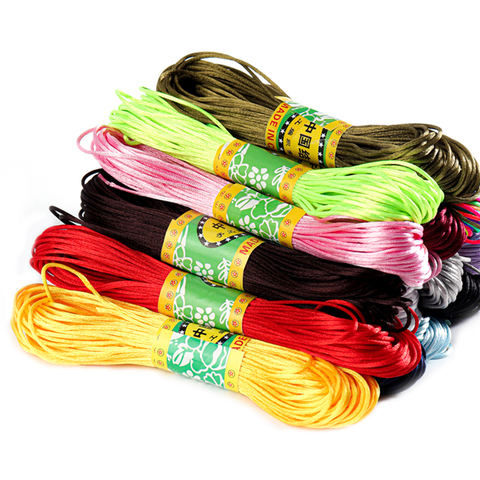 Fil pour perles en soie, 20m, 1.5mm, mélange de couleurs, Nylon, noir, Satin, nœud chinois, macramé, tressé, fil de bijoux, Shamballa ► Photo 1/6