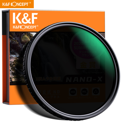 K & F Concept ND8-ND128 – filtre de densité neutre, fin et gradué, pour appareil photo, objectif Nikon Canon, sans point X, 58/67/72/77mm ► Photo 1/6