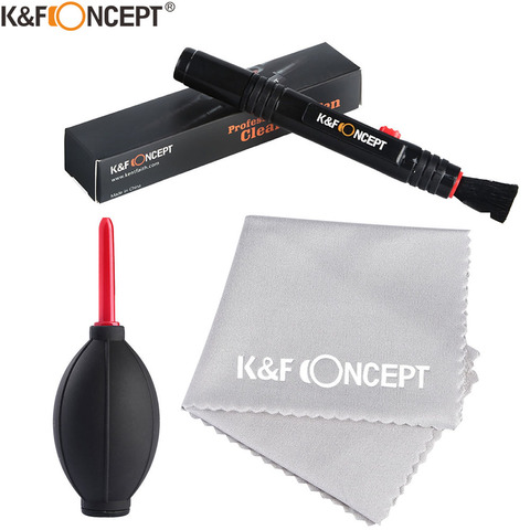 K & F CONCEPT 3 en 1 Kits de nettoyage de caméra brosses d'objectif + stylo de nettoyage + chiffon de nettoyage pour objectifs de caméra et filtres écran de capteur LCD ► Photo 1/6