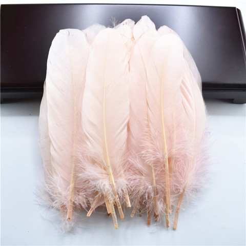 Plumes d'oie dures naturelles, coquille rose, 5-7 