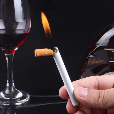 Briquet de poche en métal | Mini torche compacte créative briquet Butane en forme de Cigarette sans feu, meule de meulage briquet de poche pour l'extérieur ► Photo 1/5
