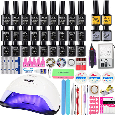 Kit d'extension de vernis à ongles Gel 18 couleurs avec 36 w/48 w/90 w Led Kit de lampe à ongles Uv pour manucure Set outils acryliques pour ongles ► Photo 1/6