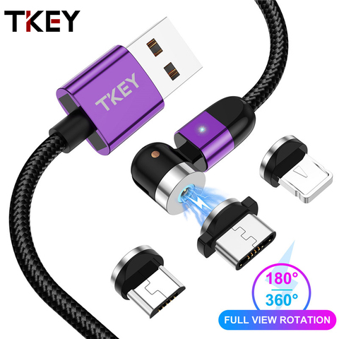 TKEY magnétique Micro USB câble pour iphone xiaomi mi 9 10pro Android chargeur magnétique de charge rapide USB Type C câble téléphone cordon fil ► Photo 1/6