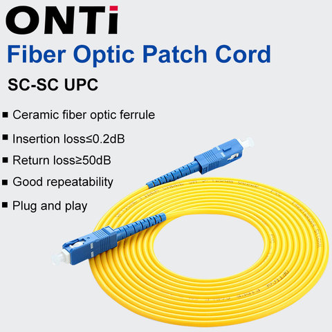 ONTi SC UPC au câble de correction de Fiber d'upc de SC 1M 3M 5M 10M 20M 30M SX 2.0mm 3.0mm FTTH câbles de correction de Fiber queue de cochon optique de cavalier de SM ► Photo 1/5