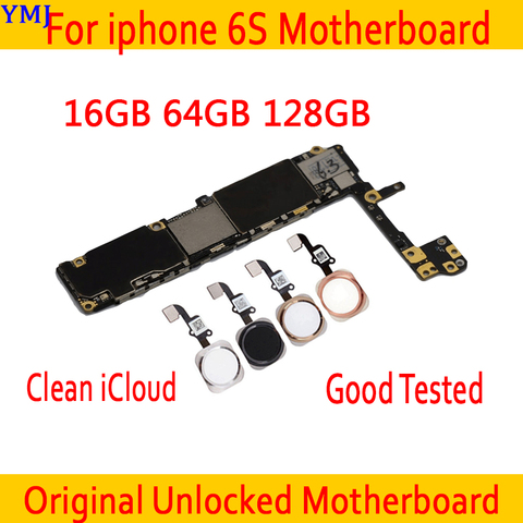 Gratuit iCloud pour iphone 6S 4.7 pouces carte mère 16GB 64GB 128GB Original débloqué pour iphone 6S carte mère avec/sans ID tactile ► Photo 1/2