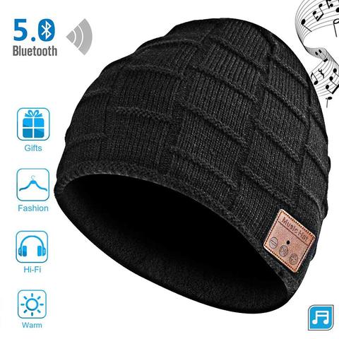 Bonnet d'écoute Bluetooth sans fil, casque d'écoute intelligent, en tricot, pour l'hiver, en tricot Musical, pour le Fitness en plein air ► Photo 1/6