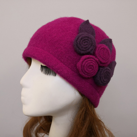 Fedoras – chapeau 100% en laine Pure pour femme, chapeau d'hiver, à fleurs, décontracté, marque chaude, souple, nouvelle collection automne ► Photo 1/6