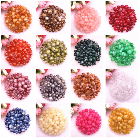 Perles rondes en acrylique pour la fabrication de bijoux, 8, 10, 12, 14mm ► Photo 1/6