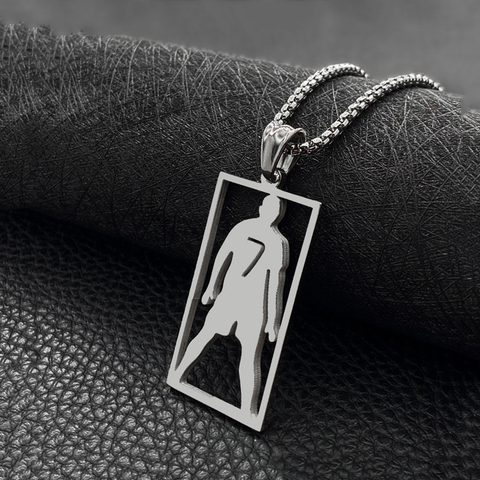 Collier en acier inoxydable CR7 Cristiano Ronaldo, pour Fans de Football, pendentif carré, cadeau ► Photo 1/5