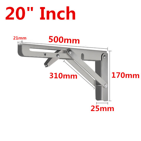 Support triangulaire pliant en acier inoxydable, 2 pièces de 8 à 20 pouces, bricolage, Support lourd et réglable pour banc et Table ► Photo 1/6