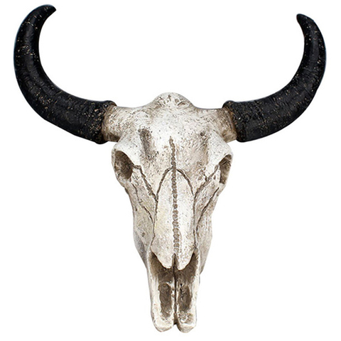 Résine Longhorn vache tête de crâne tenture murale décor 3D Animal faune Sculpture Figurines artisanat cornes pour la maison Halloween décor ► Photo 1/6