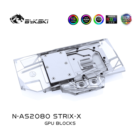 Bykski bloc de refroidissement par eau pour ASUS ROG STRIX RTX 2080/ 2080 S O8G GAMING/RTX 2070 SUPER GPU refroidisseur, N-AS2080 STRIX-X ► Photo 1/1