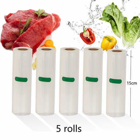 Sans BPA 5 rouleaux/Lot sacs de rangement sous vide Machine Film scellant sous vide emballage alimentaire frais longue conservation 15cm * 500cm ► Photo 1/3