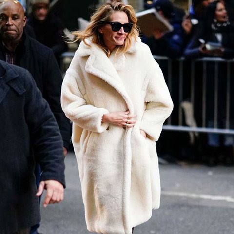 Manteau de peluche Beige pour femme, Streetwear, épais, chaud et décontracté, automne et hiver ► Photo 1/6