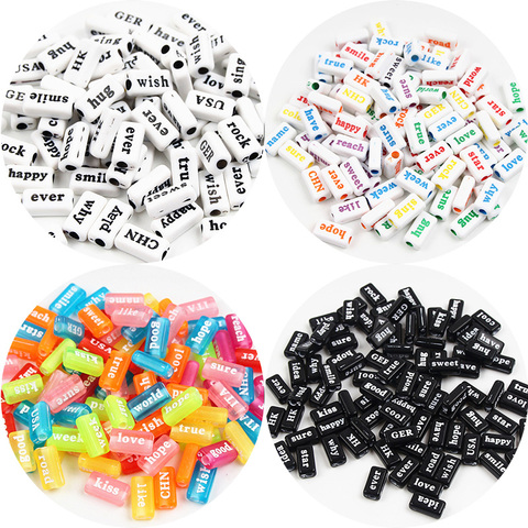 50 pièces 8x14mm mélangé coloré lettre acrylique perles pour le marquage de bijoux en vrac entretoise perle Bracelet breloque collier bijoux trouver ► Photo 1/4