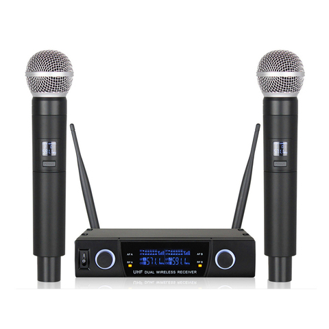 Finlemho Microphone sans fil UHF karaoké enregistrement Studio à domicile système Vocal professionnel dynamique pour conférence ► Photo 1/6