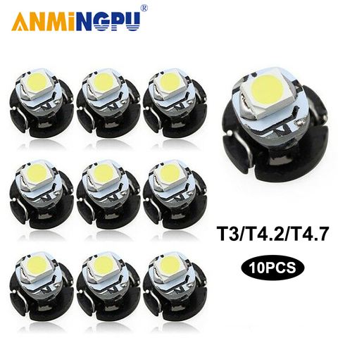 ANMINGPU 10x Signal lampe T3 ampoule Led 2835 5050 puces T4.2 T4.7 Led voiture tableau de bord instrument lumière Auto intérieur côté lumière 12V ► Photo 1/6