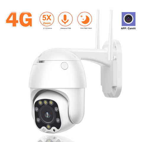 Camhi – caméra de surveillance extérieure PTZ IP WIFI hd 1080P (PTZ), dispositif de sécurité sans fil, avec lentille fixe 2.7/13.5mm et Zoom x5, et carte SIM 4G ► Photo 1/6