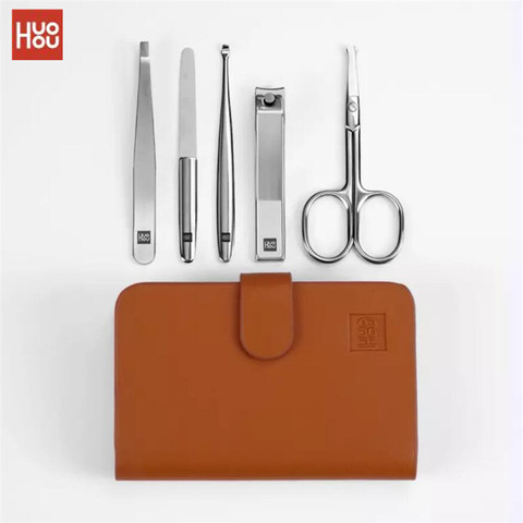 Huohou 5 pièces nouvelle manucure coupe-ongles nez tondeuse Portable voyage hygiène Kit en acier inoxydable coupe-ongles ensemble d'outils ► Photo 1/6