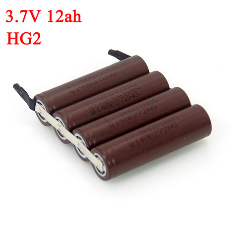 Batterie Lithium HG2 pour pêche, haut-parleur Bluetooth, 3.7V, 1S, 6000mAh, 12000mAh, 4.2V, feuille de Nickel à souder, bricolage ► Photo 1/6