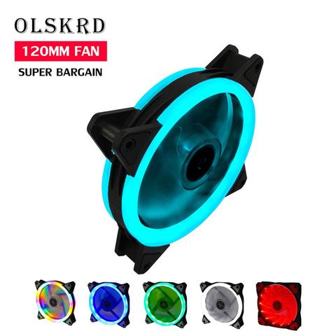 Olskrd ordinateur 120mm ventilateur LED refroidisseur 120mm ventilateur frais éblouissement rouge bleu vert blanc 4pin refroidissement refroidisseur ventilateur pour CPU refroidisseurs radiateur ► Photo 1/6