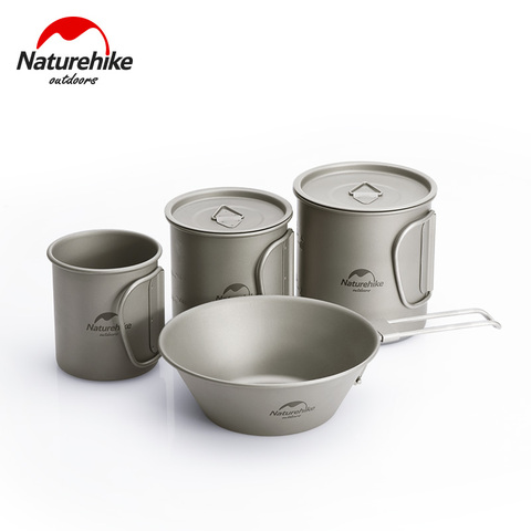 Natureike-bol de pique-nique en titane pur, 200/300/450ml, vaisselle Portable, tasse d'eau, Camping en plein air ► Photo 1/6