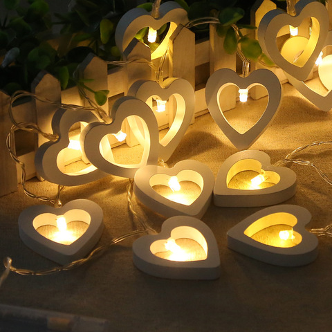 1.2m 10 lumières LED bois amour guirlande batterie boîte lampe de mariage décoration de mariage fête d'anniversaire décoration de pâques décoration ► Photo 1/6