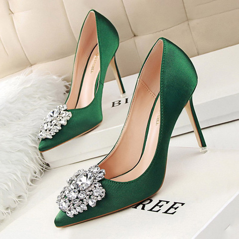 BIGTREE chaussures strass femmes pompes Stiletto femmes chaussures Sexy talons hauts chaussures de mariage luxueux femmes talons chaussures de fête femme ► Photo 1/6