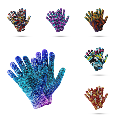 Gants pour écran tactile pour femmes, impression 3D, épissure tricotée, mitaine de sport, extensible, pour vélo, cinq doigts, collection printemps et été ► Photo 1/6