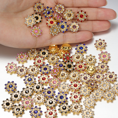 50/100 pièces 14mm multicolore verre strass Cabochons cristal lunette Patch pour vêtements faits à la main bricolage accessoires de fabrication de bijoux ► Photo 1/6