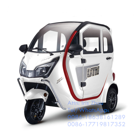 Tricycle électrique pour adultes entièrement fermé, Mini véhicule à 3 roues de 2022 W, Taxi Tuk Tuk, avec cee, 1000 ► Photo 1/6