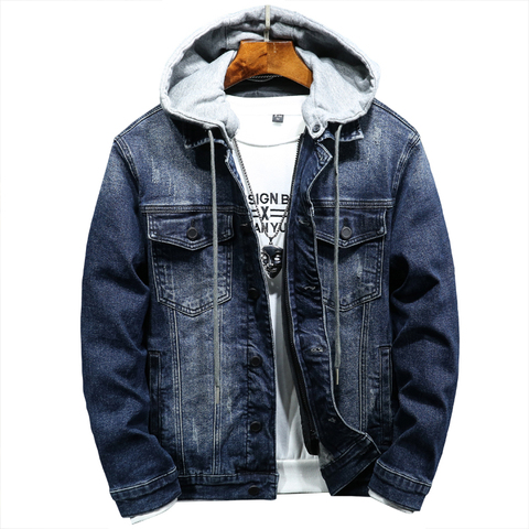 2022 à capuche coton doublure Denim Jakets hommes hiver Denim manteaux Jean vestes nouvelle mode hommes Outwear décontracté Denim manteaux M-4XL ► Photo 1/6