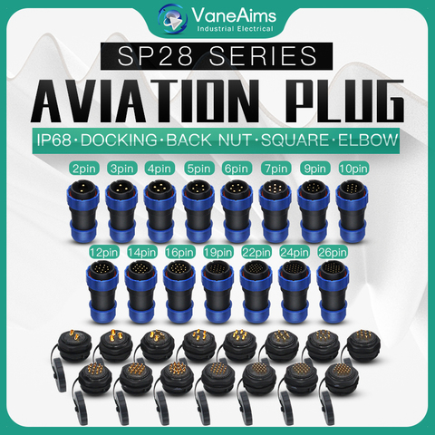 Connecteur étanche SP28 IP68 connecteur de câble prise et prise mâle et femelle 2 3 4 5 6 7 9 12 14 broches connexion de fil pratique ► Photo 1/6