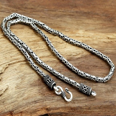 Collier en argent thaïlandais S925, pour hommes et femmes, fait à la main, avec motif de sécurité, 100% véritable argent 925 ► Photo 1/6