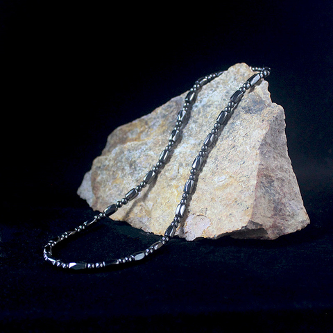 Collier à perles à facettes en hématite magnétique pour femmes et hommes, perles de pierre naturelle, bijoux fait à la main, hh024 ► Photo 1/6