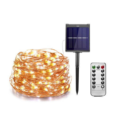 Guirlande solaire LED à intensité réglable IR, éclairage d'extérieur, pour les fêtes féeriques, noël, la saint-valentin, 11m/21m/31m/51m ► Photo 1/6