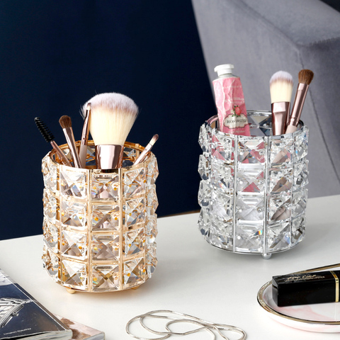 Boîte de rangement en métal, Europe, support de stockage de pinceaux de maquillage, Tube à essai, crayon à sourcils, perle de cristal, bijoux diamant, boîte cosmétique lw037 ► Photo 1/6