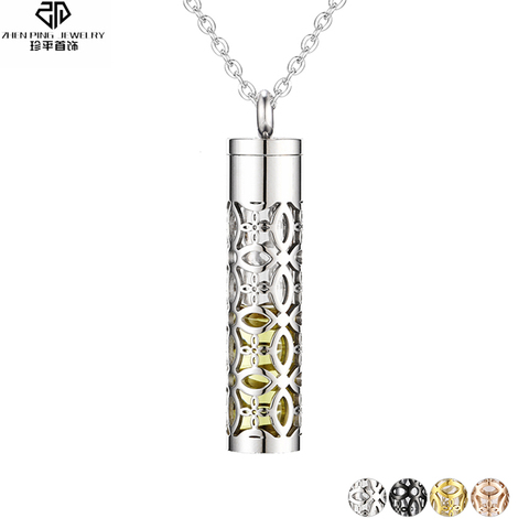 Conteneur d'huile essentielle à breloques, pendentif creux en acier inoxydable médaillon bijoux bouteille en verre diffuseur de parfum collier d'aromathérapie ► Photo 1/6