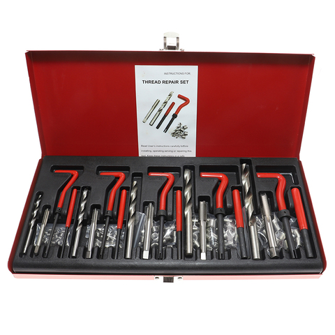 Kit d'outils de réparation de fils endommagés, bloc de moteur automobile restauration de fils abîmés, clé à filetage, Kit de forets hélicoïdaux M5 M6 M8 M10 M12 131 pièces ► Photo 1/4