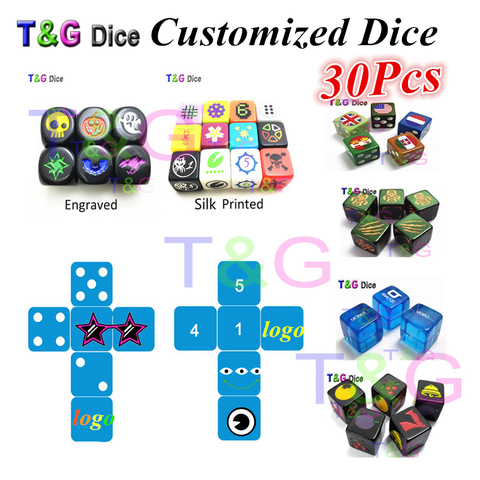 T & G 16mm personnalisé D6 dés Logo! Personnalisé de qualité supérieure Rpg Die, imprimé, Logo gravé pour jeu de société! ► Photo 1/6