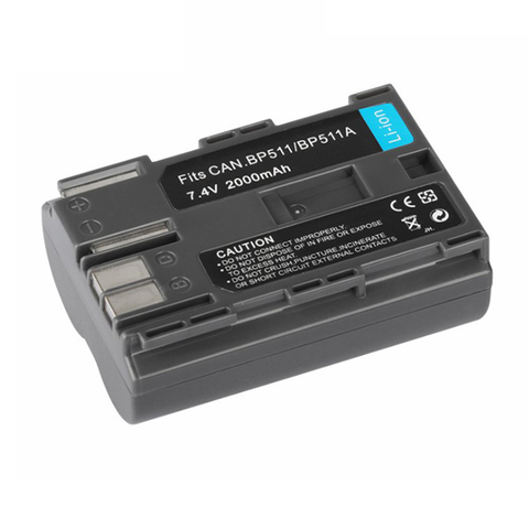 Batterie Li-Ion Rechargeable 7.4, 2000 V, BP-511A mAh, BP-511, pour appareil photo numérique Canon EOS 40D, 300D, 5D, 20D, 30D, 50D, 10D, D60, G6 ► Photo 1/5