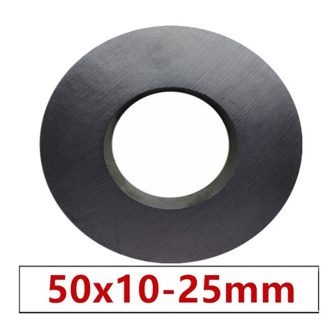 Lot de 1 à 5 aimants permanents en Ferrite, 50x10mm, trou de 25mm, 50x10mm, haut-parleur rond noir en céramique, 50x10 50-25x10 ► Photo 1/6