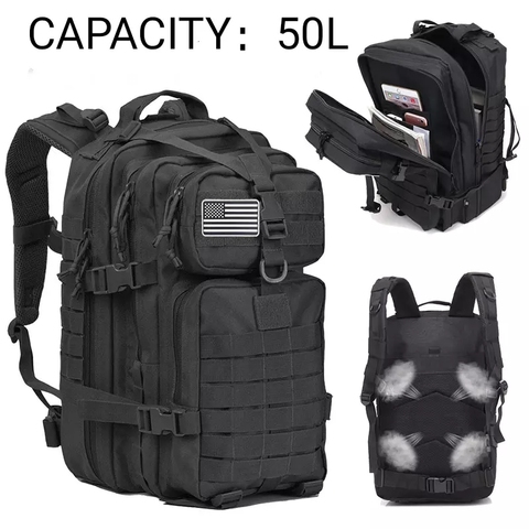 Sac à dos de grande capacité 50l pour hommes, imperméable, 3P, Sport, Trekking, chasse ► Photo 1/6